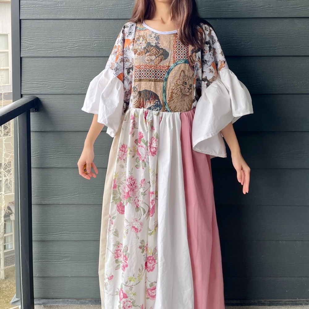 SOLd Cats “Moonlit Meow” Handmade Quilted Jasmine Dress | SKU 11165 - Picture 11 of 16